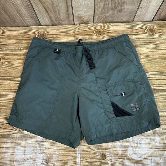 Vintage Eddie Bauer Ebtek Shorts Mens Size Large Green Nylon Belted Lined Hiking - Picture 1 of 12